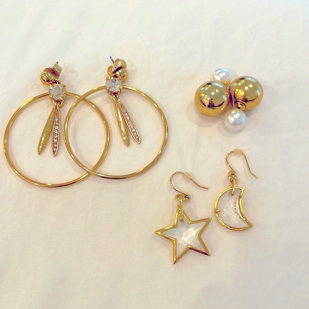 J. Crew - 3 sets of earrings in excellent condition & cleaned. Hypoallergenic.
